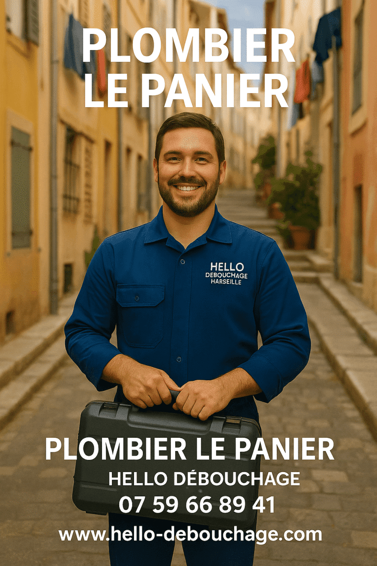 Plombier Hello Débouchage dans une ruelle typique du quartier Le Panier à Marseille 13002, prêt à intervenir pour une fuite ou un débouchage.