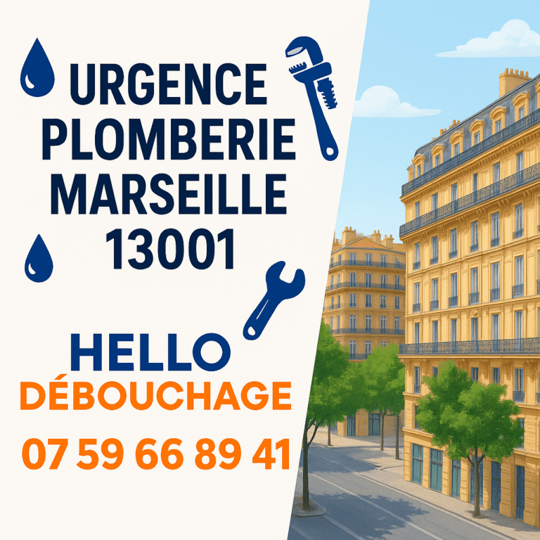Urgence plomberie Marseille 13001 – Hello Débouchage, contact 07 59 66 89 41