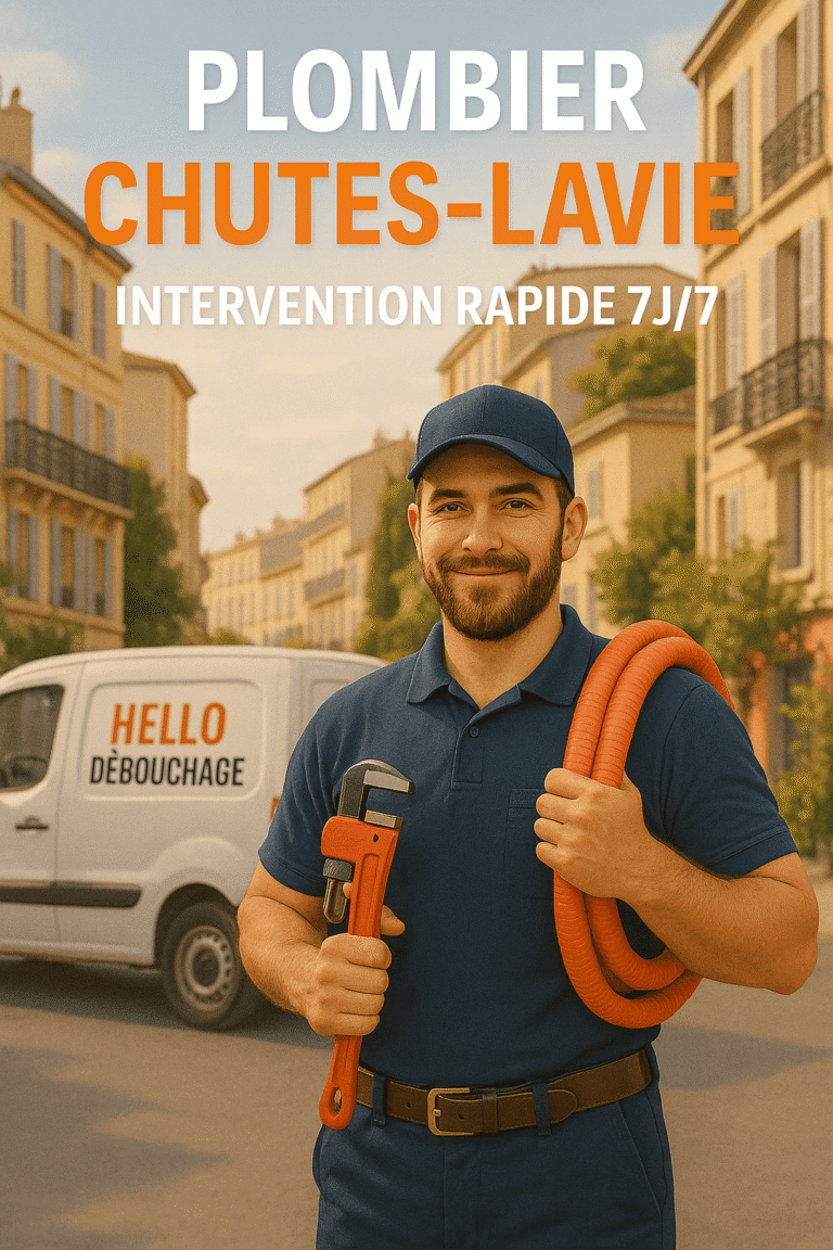 Plombier Hello Débouchage à Chutes-Lavie Marseille 13004, prêt à intervenir avec ses outils devant son camion d’intervention.